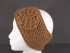 Calentador de oreja de ganchillo flor de camello manguito banda para la cabeza envoltura tejido elástico 4,25" de ancho - Imagen 1 de 4