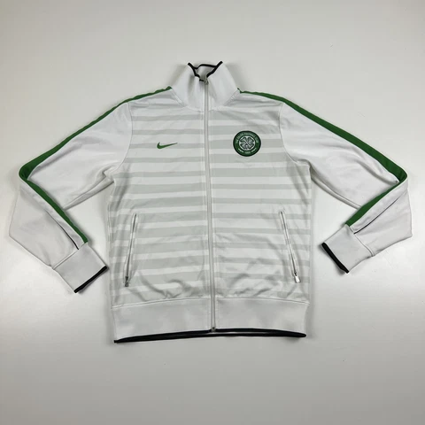 Nike Celtics Soccer/Football Zip Up Track Jacket White Green Striped Size M Cover