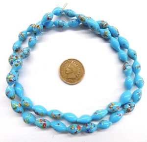 OLD Vintage Japanese Turquoise Oval African Trade Beads READ! T227 - Picture 1 of 1