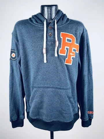 Men’s CCM NHL Philadelphia Flyers Gray Sweater knit Hooded Sweatshirt 2XL Cover