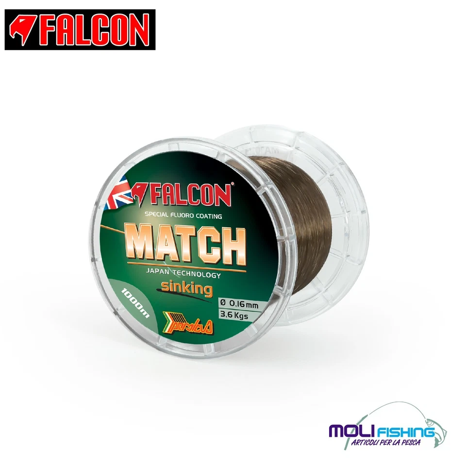 NYLON PESCA ALL'INGLESE AFFONDANTE FALCON MATCH SINKING 1000 METRI 5 DIAMETRI