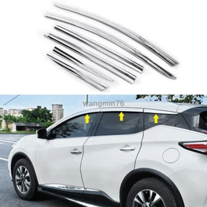 6*Chrome Trim Window Visor Vent Sun Rain Guard Shade For Nissan Murano 2015-2021 - Bild 1 von 7