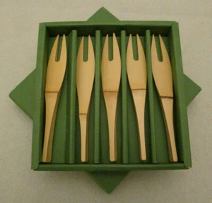 Tenedores de aperitivo de bambú - Cantidad. 5 - Nuevo en Caja - Hecho en Japón (?) - Imagen 1 de 5