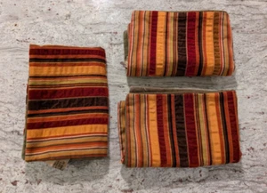 3 Velvet Crate & Barrel Taffeta Striped Pillow Covers Zipper Multi Color Olive - Picture 1 of 13