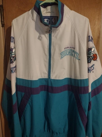 VINTAGE CHARLOTTE HORNETS STARTER JACKET HALF ZIP XL Cover