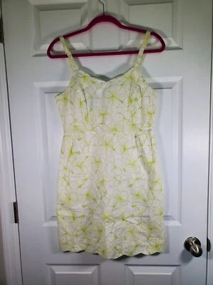 Vintage Tori Richard Honolulu Sun Dress Size 6 Lime Green Hibiscus on White - Image 1 of 4