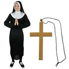 MENS NUN COSTUME WITH GOLD CROSS NOVELTY STAG DO RELIGIOUS CHURCH FANCY DRESS