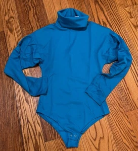 NEW NOS Vtg Sears Bondbrook Ladies Turquoise Turtleneck Bodysuit Blouse Medium - Picture 1 of 2