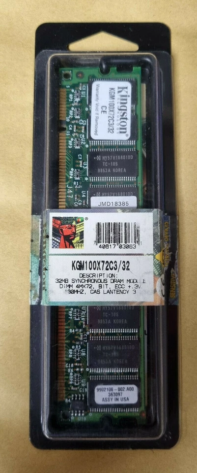 Kingston 32MB FastPage DRAM Memory Module Mfr P/N KGM100X72C3/32 - Image 1 of 1