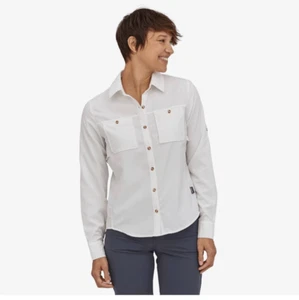 Patagonia Women’s Small Long Sleeve Self Guided Hike Shirt White UPF 50+ - Picture 1 of 9