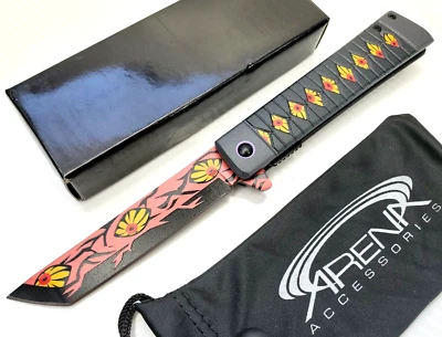 Anime Eyeball Samurai Katana Blade Spring Assisted Pocket Knife Tip Up EDC - Image 1 of 4