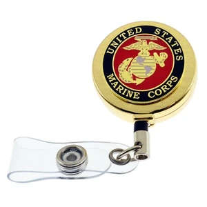 US Marine Corps Military USMC Retractable Security ID Card Holder Badge Reel - Bild 1 von 4