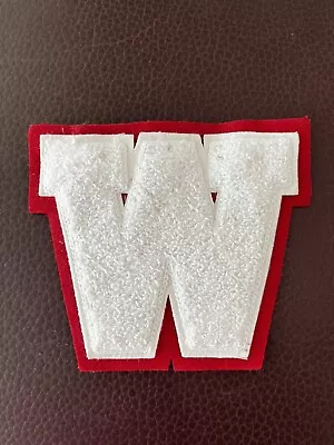 Vintage “W” Letterman Varsity Felt Letter Athletic White / Red Felt - Image 1 of 4