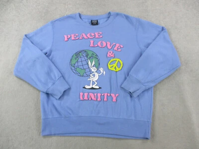 Suéter Looney Tunes Mujer Grande Azul Rosa Paz Amor Hippie Sudadera Bichos Foto 1 de 4