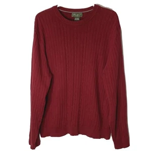 Eddie Bauer Herren LS kastanienbraun rot Baumwolle Seidenmischung Strickpullover Größe L Rundhalsausschnitt - Bild 1 von 4
