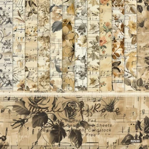 24Pcs Floral Music Score Paper Pad Vintage Scrapbook Junk Journal Album Card DIY - Picture 1 of 5
