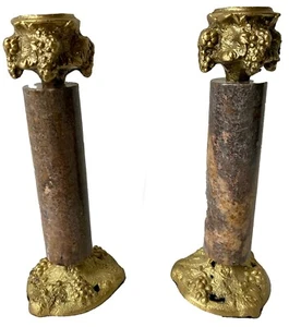 Antigua pareja de candelabros de bronce y mármol. Napoleón III, imperio.Casino - Imagen 1 de 2