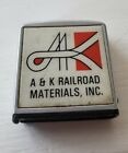 Vintage BARLOW pocket retractable tape measure A & K  RAILROAD MATERIALS Inc