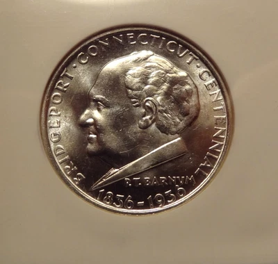 1936 BRIDGEPORT COMMEMORATIVE HALF DOLLAR, NGC MS 65, APPROVED BY CAC. - Image 1 of 3
