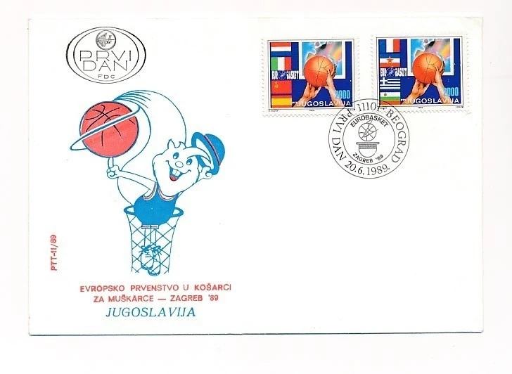 D90078 Baloncesto Zagreb 1989 FDC Yugoslavia Foto 1 de 1