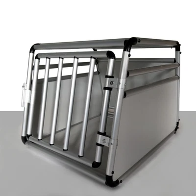 HundeTransportbox - Autotransportbox - Aluminium - 82x61x62 cm - hellgrau - Bild 1 von 4