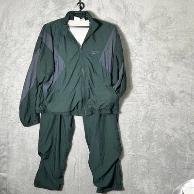 Traje de chándal vintage Reebok para hombre XL cortavientos cremallera pantalones años 90 retro correr Y2K Foto 1 de 4
