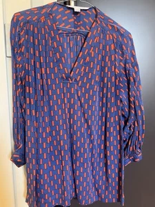 diane von furstenberg Blue And Orange Silk Blouse Size 14 (us10) - Picture 1 of 7