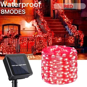 100 LED Solar Fairy String Lights Copper Wire Outdoor Waterproof Garden Decor - Picture 1 of 12