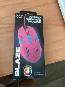 iJoy Blaze Wired Gaming Mouse – Pink RGB Light, Braided Cable – New in Box - Picture 1 of 4