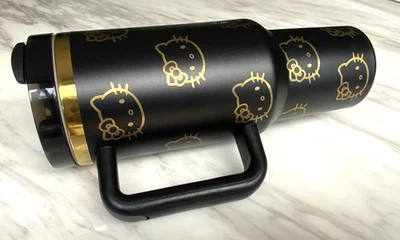 Taza vaso Hello Kitty - 40 oz - Acero inoxidable - NEGRO / DORADO - NUEVO en caja Foto 1 de 4