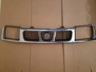 Compatível com 1998-2000 Nissan Frontier Pickup para-choque dianteiro cromado e grade cinza NOVO - Imagem 1 de 4