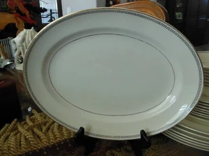 Pope Gosser Fine China 11" Platter Pattern 1114 Deco Black Key Gold Ring Design - Picture 1 of 3