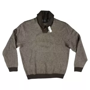 Jos A Bank Lambs Wool Sweater Men’s Large Shaw Neck Brown Tan NEW WITH TAGS $150 - Picture 1 of 9