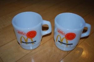 (2) McDonald's Good Morning Anchor Hocking Oven Proof Fire King Coffee Cups Mugs - Picture 1 of 5