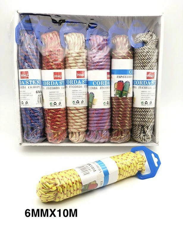 Set 12 Pezzi Corda Fune Nylon Multiuso Intrecciata Lunghezza 10m Diam 6mm hmj - Immagine 1 di 1