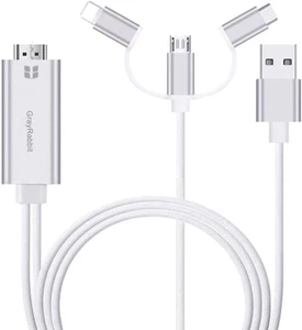 Cable Para Conectar El Celular a La TV 3 En 1 Conector Microusb C Iphone Android - Picture 1 of 12