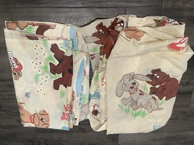 Juego de sábanas planas y ajustables vintage Pound Puppies 1985 tamaño doble Tonka Co. EE. UU. Foto 1 de 4