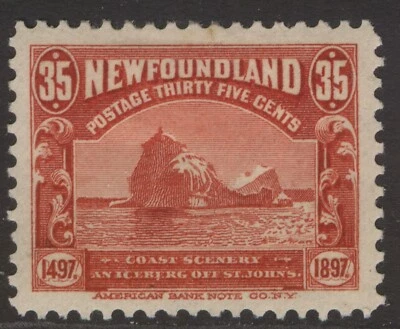 NEWFOUNDLAND 73 35c RED 1897 CABOT ISSUE ICEBURG OFF ST JOHNS MPH VF CV$160 - Image 1 of 2
