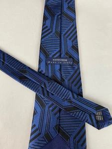 NICE Nordstrom Made In Italy Blue Unique Geomtric Dimind Checker Pattern - Picture 1 of 6