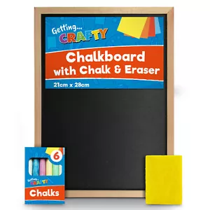 A4 Childrens Chalkboard | Wooden Blackboard Chalk board Eraser Kids Art Drawing - Picture 1 of 9