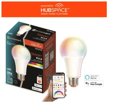 EcoSmart Smart LED Light Bulb With Voice Control Color Changing - Image 1 of 4