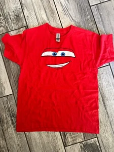Cars Lightning McQueen Big Face Short Sleeve Shirt Kids Small - Picture 1 of 1