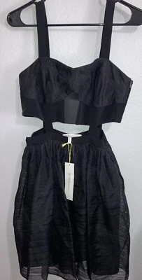 BCBG Generation Black Cutout Dress Tulle Overlay Cami Bra Top NWT Sz 6 - Image 1 of 4