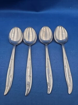 Lot of 4 Dorzel Hull FIRST STAR Stainless Teaspoons 6" Atomic - Image 1 of 4