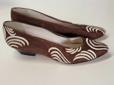 Zapatos de salón vintage Stuart Weitzman estilo bohemio mujer talla 7,5 N marrón/crema Foto 1 de 4