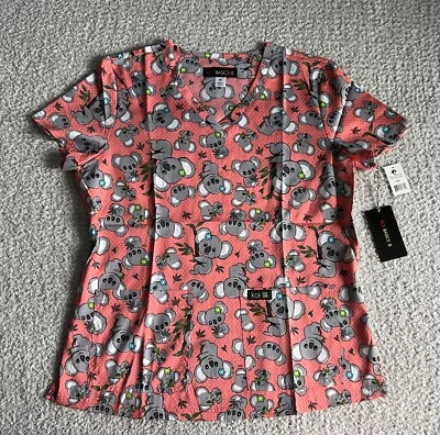 Koi Basics Scrub Top Women’s Medium Leslie Orange Koala Express Nursing Medical - Image 1 of 4