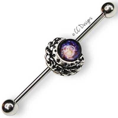 Barra Industrial Arco Iris Luna Media Luna Filigrana Galaxy 14g (H83) Foto 1 de 2