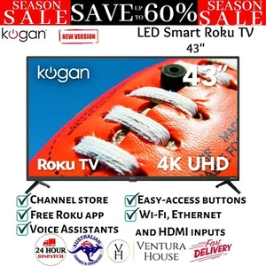 Kogan 43" LED 4K Smart Roku TV 43-Inch Google Home Alexa TV & Home Theatre R95T - Picture 1 of 12