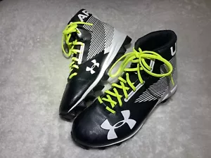 Under Armour Boys Hammer Mid Rm Jr 1289783-011 Black Football Cleats Shoes - Sz9 - Imagen 1 de 13