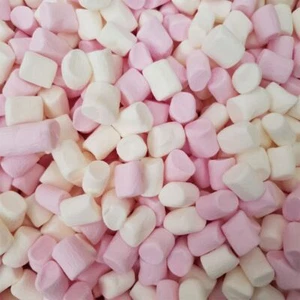 WHITE PINK MINI MARSHMALLOWS RETRO SWEETS PARTY BAG BABY SHOWER HALAL MIX - Picture 1 of 6
